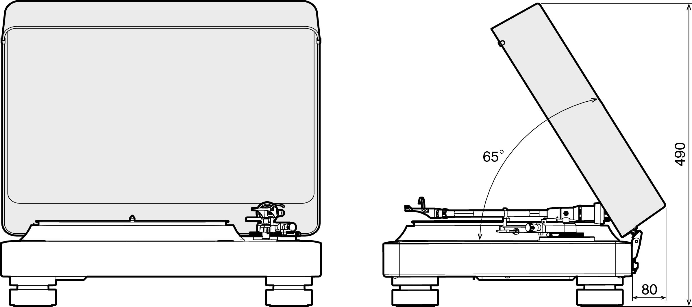 Size cover open DP3000 in(mm)